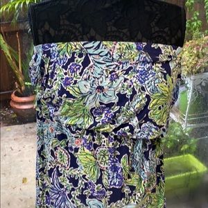 Lilly Pulitzer strapless jungle dress.